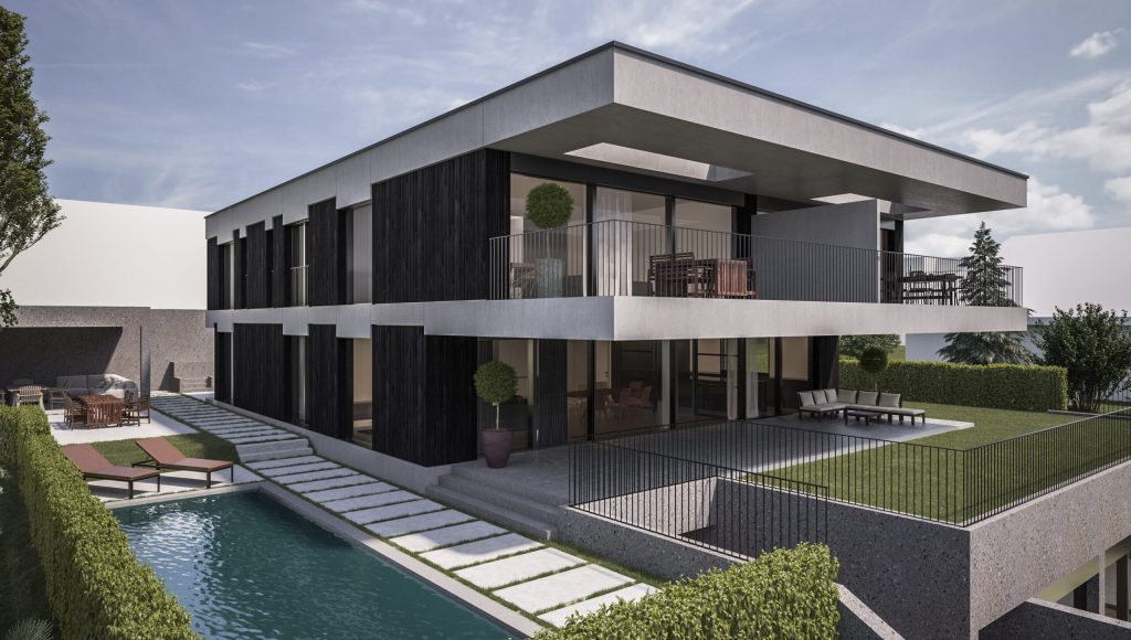 1_MFH Mettlen_Aussenvisualisierung Pool
